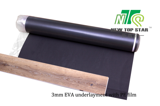 100kg/m3 EVA Foam Underlayment 200sqft , Black Noise Reducing Underlay For Laminate